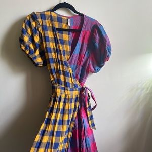 Urban outfitters reconstructed plaid wrap dress